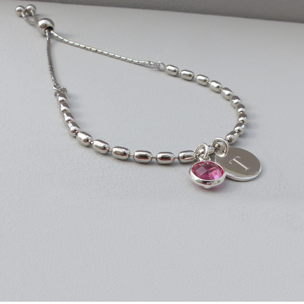 Sterling Silver Personalised Birthstone Bracelet - www.evy-designs.com