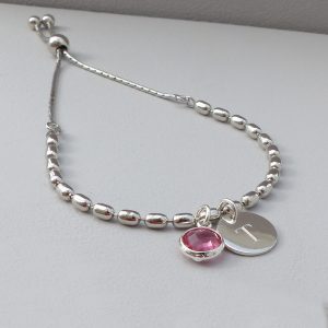 Sterling Silver Personalised Birthstone Bracelet - www.evy-designs.com