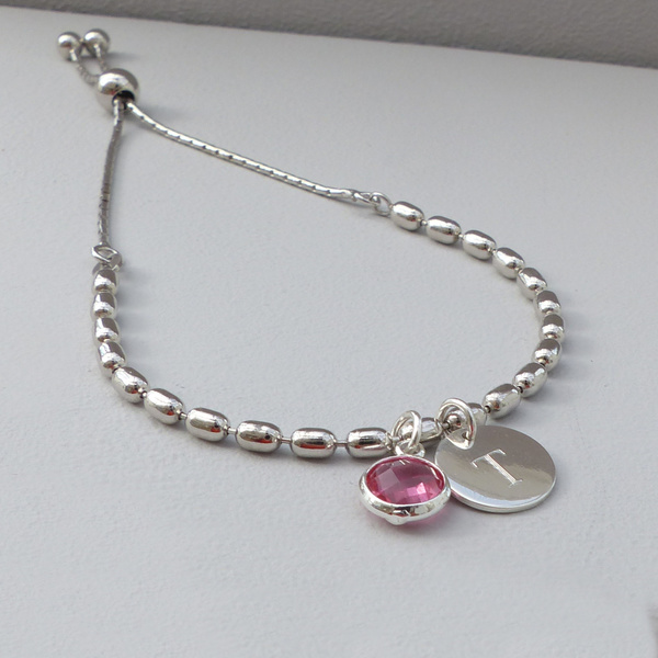 Sterling Silver Personalised Birthstone Bracelet - www.evy-designs.com