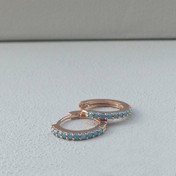 Turquoise Mini Huggie Hoop Earrings - www.evy-designs.com