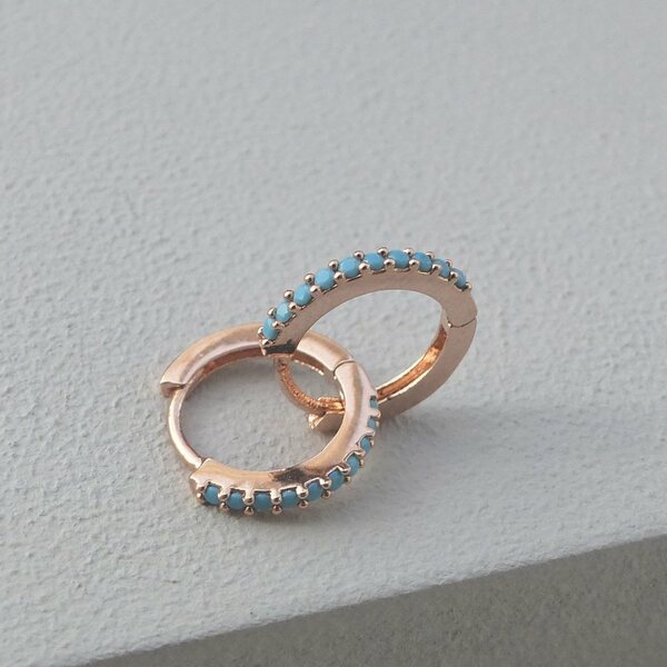 Turquoise Mini Huggie Hoop Earrings - www.evy-designs.com