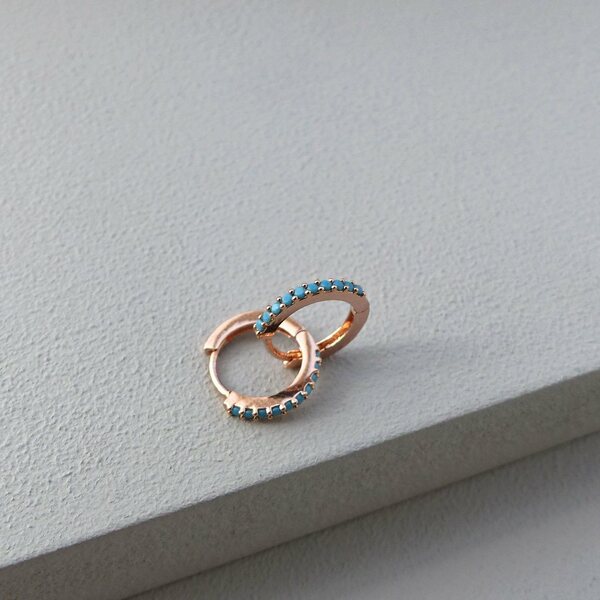 Turquoise Mini Huggie Hoop Earrings - www.evy-designs.com