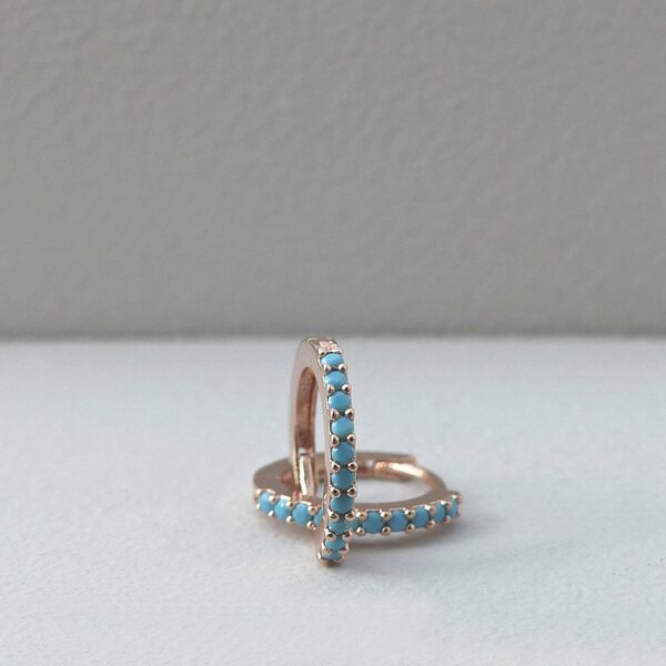 Turquoise Mini Huggie Hoop Earrings - www.evy-designs.com