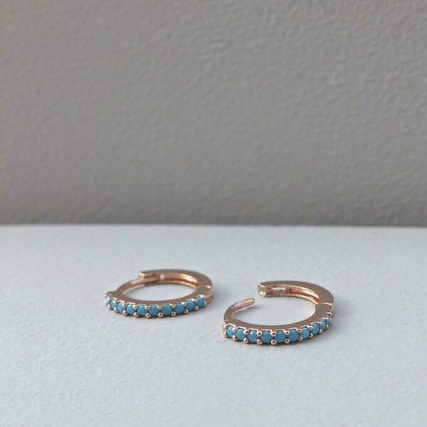 Turquoise Mini Huggie Hoop Earrings - www.evy-designs.com