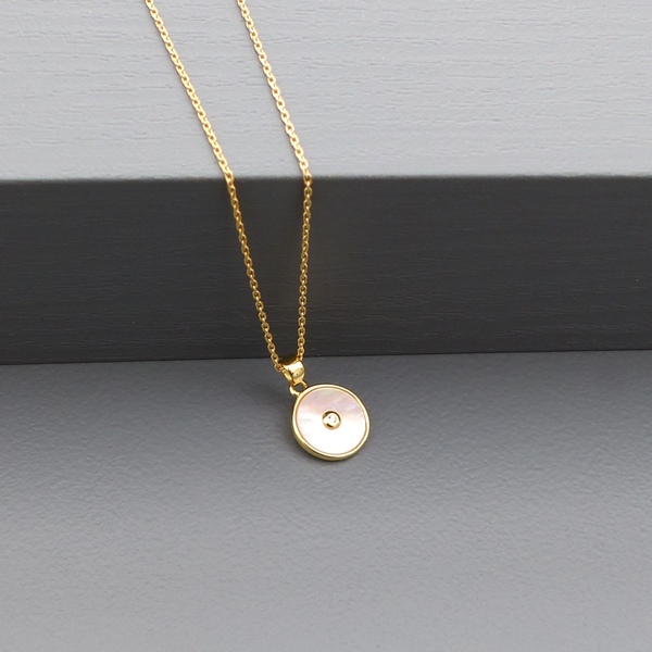 Mother Of Pearl Disc Necklace-evy designs