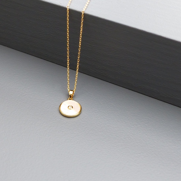 Mother Of Pearl Disc Necklace-evy designs