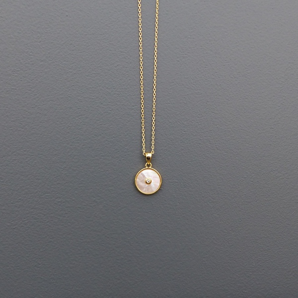 Mother Of Pearl Disc Necklace-evy designs