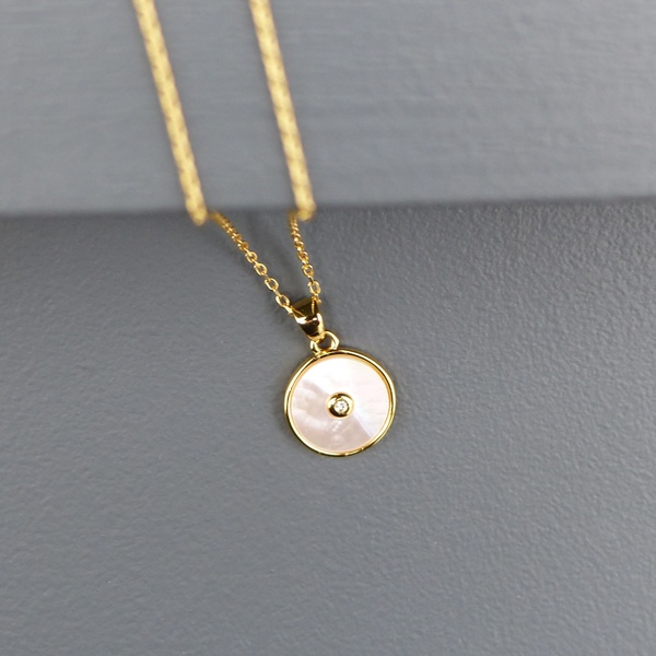 Mother Of Pearl Disc Necklace-evy designs