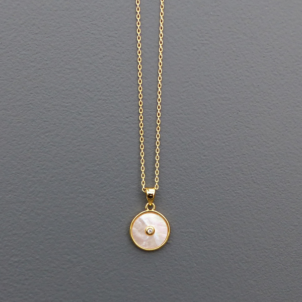 Mother Of Pearl Disc Necklace-evy designs