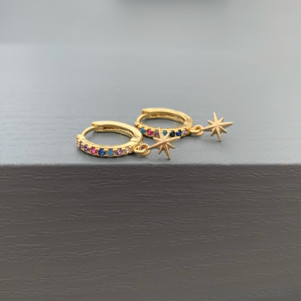 Rainbow Mini Huggie Hoop Earrings-evy designs