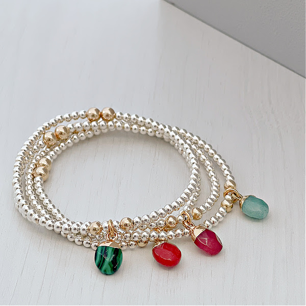 Sterling Silver Semi-Precious Charm Bracelet - Image 2