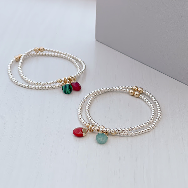 Sterling Silver Semi-Precious Charm Bracelet-evy designs