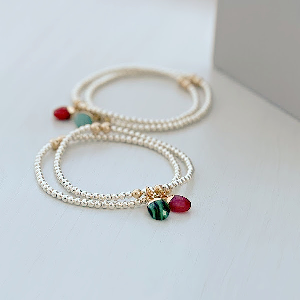 Sterling Silver Semi-Precious Charm Bracelet-evy designs