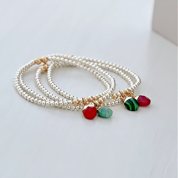Sterling Silver Semi-Precious Charm Bracelet-evy designs