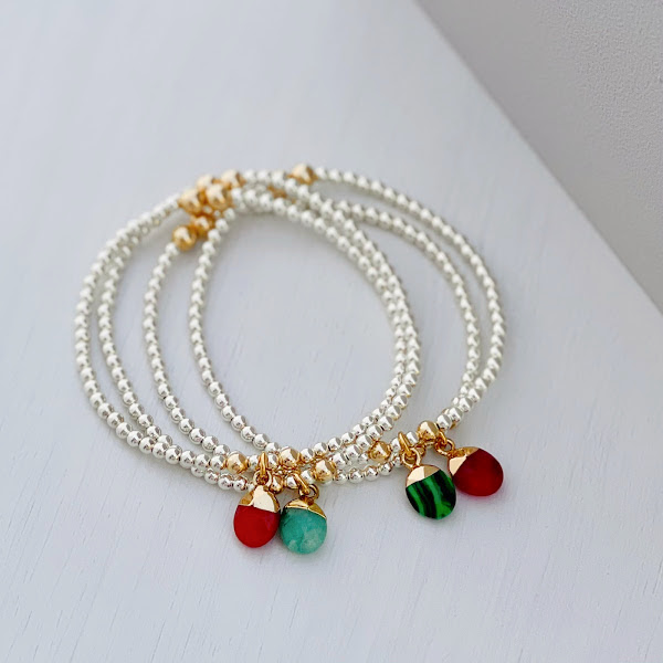 Sterling Silver Semi-Precious Charm Bracelet-evy designs