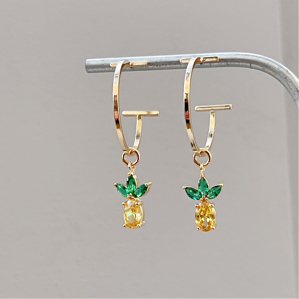 Crystal Pineapple Hoop Earrings