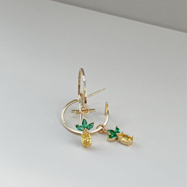 Crystal Pineapple Hoop Earrings