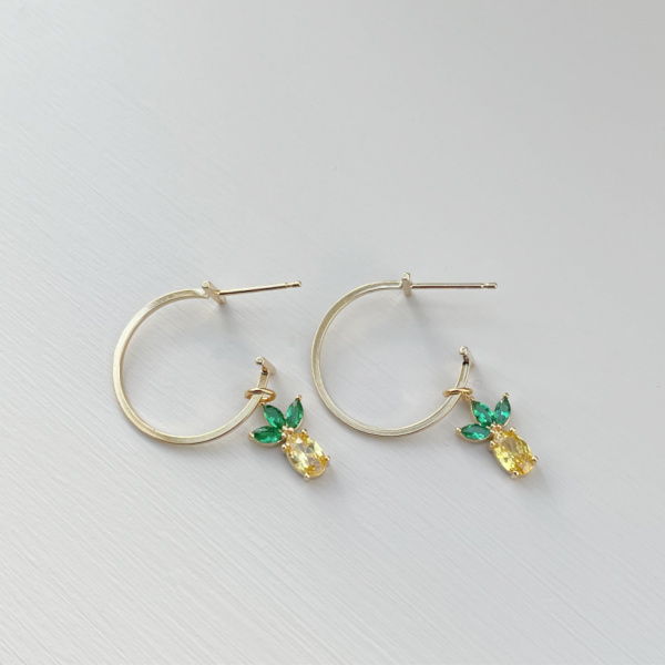 Crystal Pineapple Hoop Earrings
