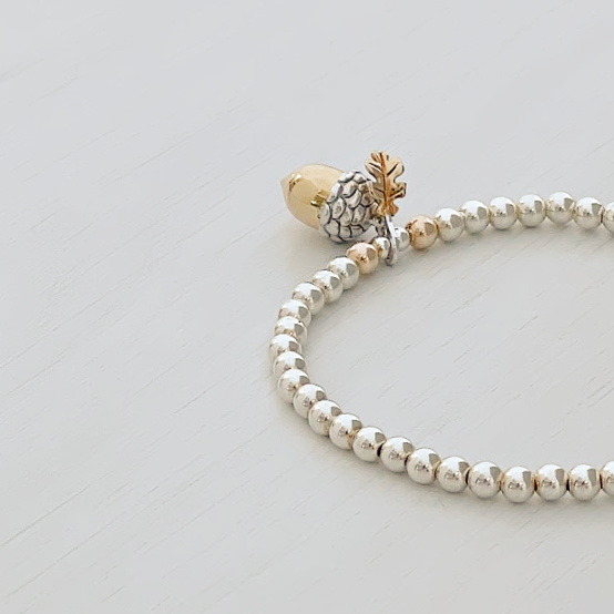 Acorn and Leaf Charm Bracelet