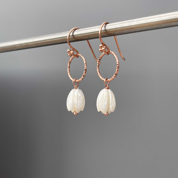 Pikake Rose Gold Hoop Earrings-evy designs