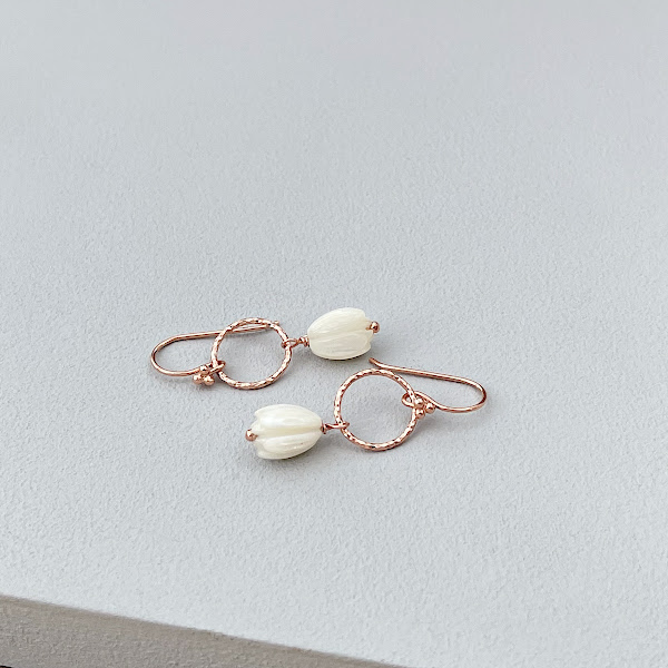 Pikake Rose Gold Hoop Earrings-evy designs