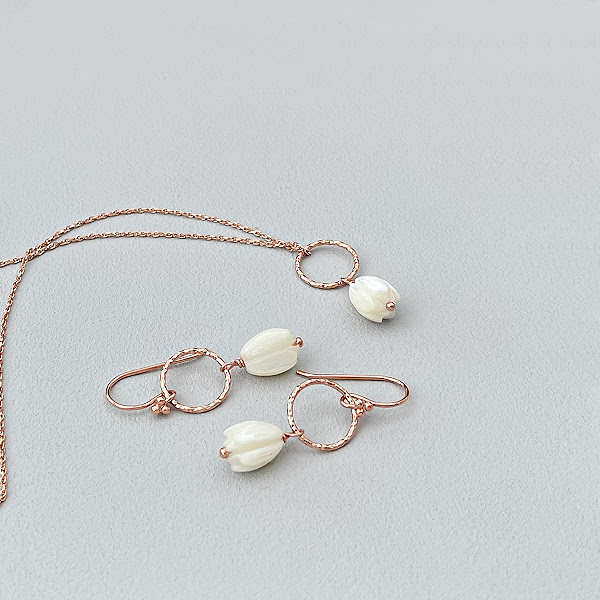 Pikake Rose Gold Hoop Earrings-evy designs