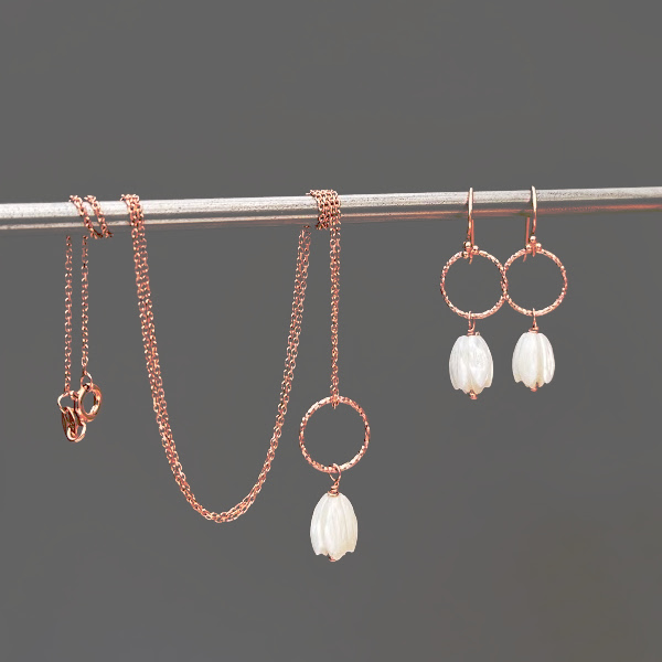 Pikake Rose Gold Hoop Earrings-evy designs