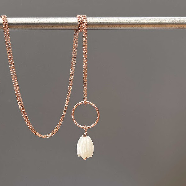 Pikake Rose Gold Hoop Necklace-evy designs