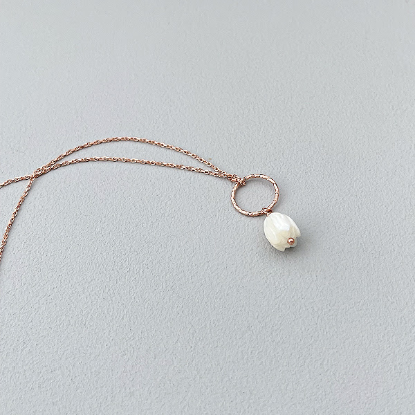 Pikake Rose Gold Hoop Necklace-evy designs