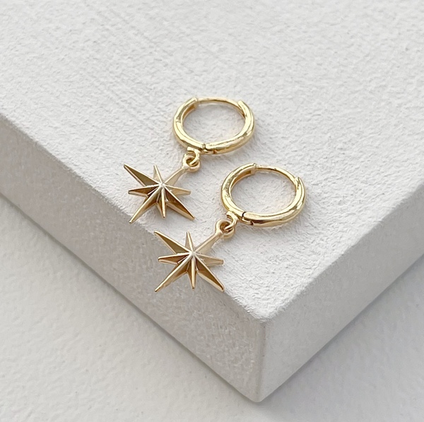 Star Mini Hoop Earrings-evy designs