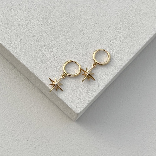 Star Mini Hoop Earrings-evy designs