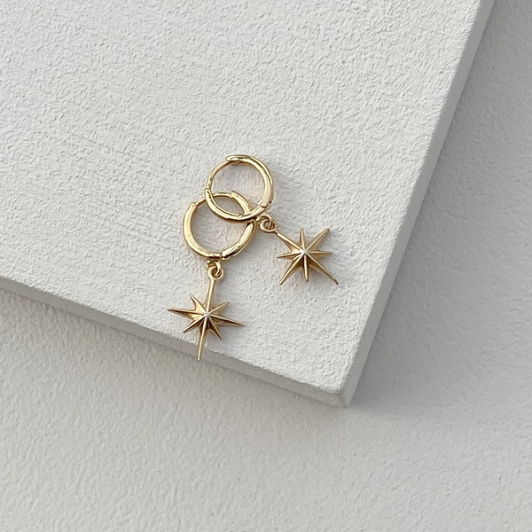 Star Mini Hoop Earrings-evy designs