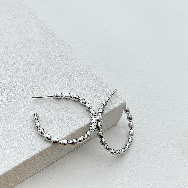 Rhodium Plated Bubble Hoop Earrings-evy designs