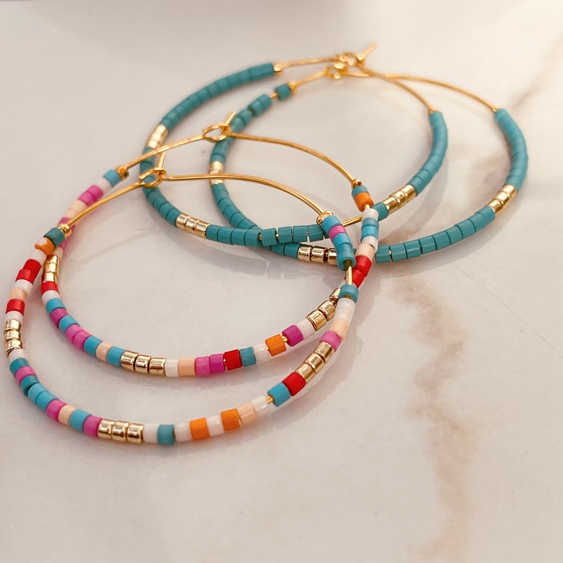 Beaded Hoop Earrings-evy designs