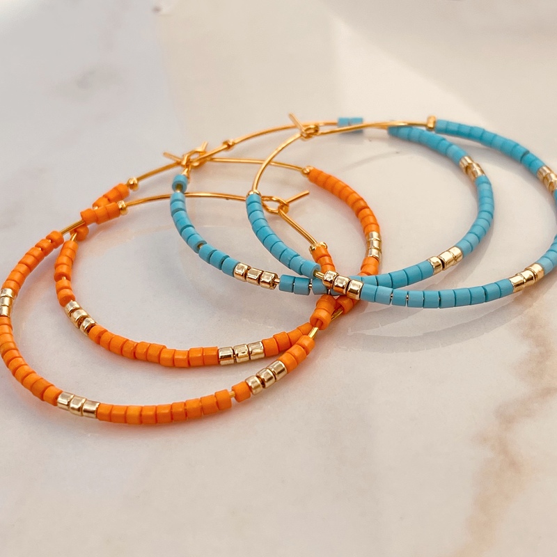 Beaded Hoop Earrings-evy designs