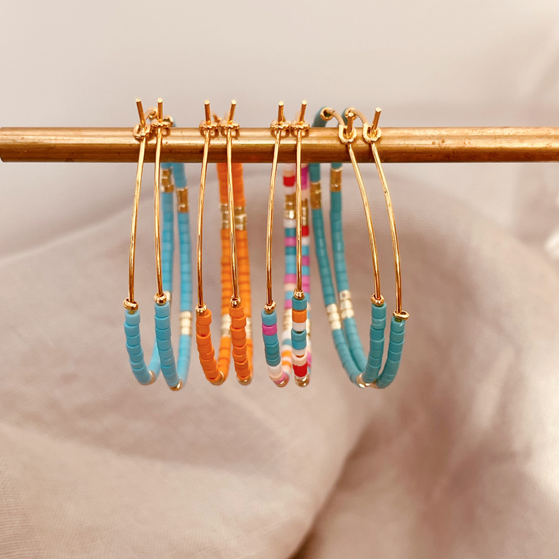 Beaded Hoop Earrings-evy designs