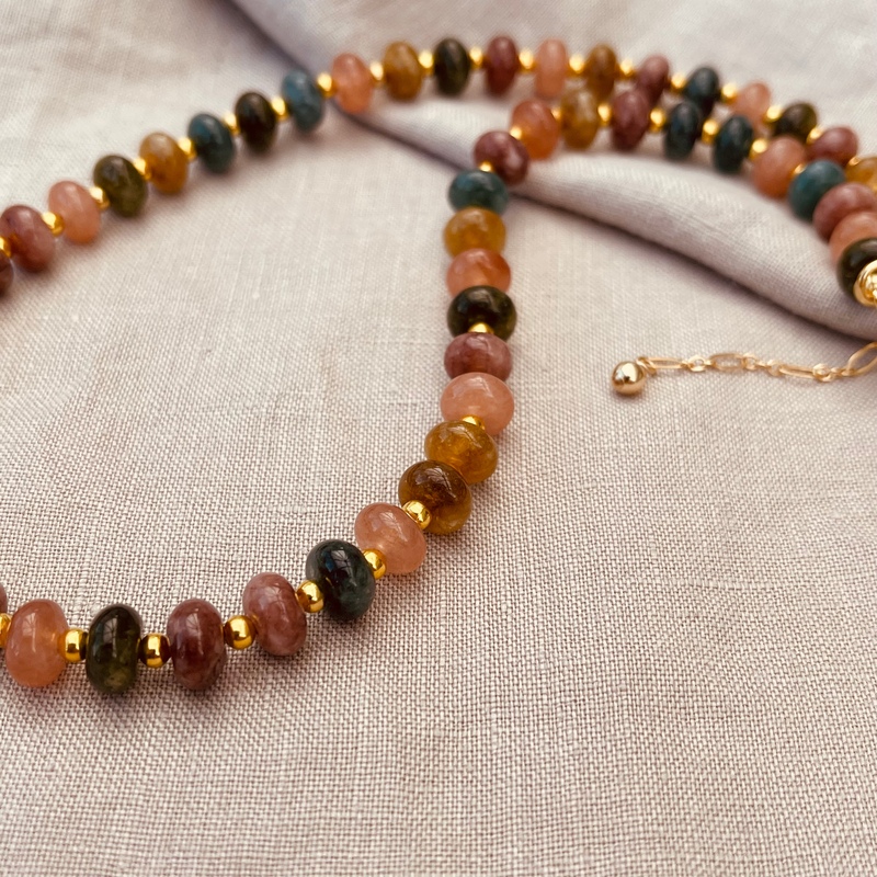 Indian Agate Beaded Necklace-evy designs