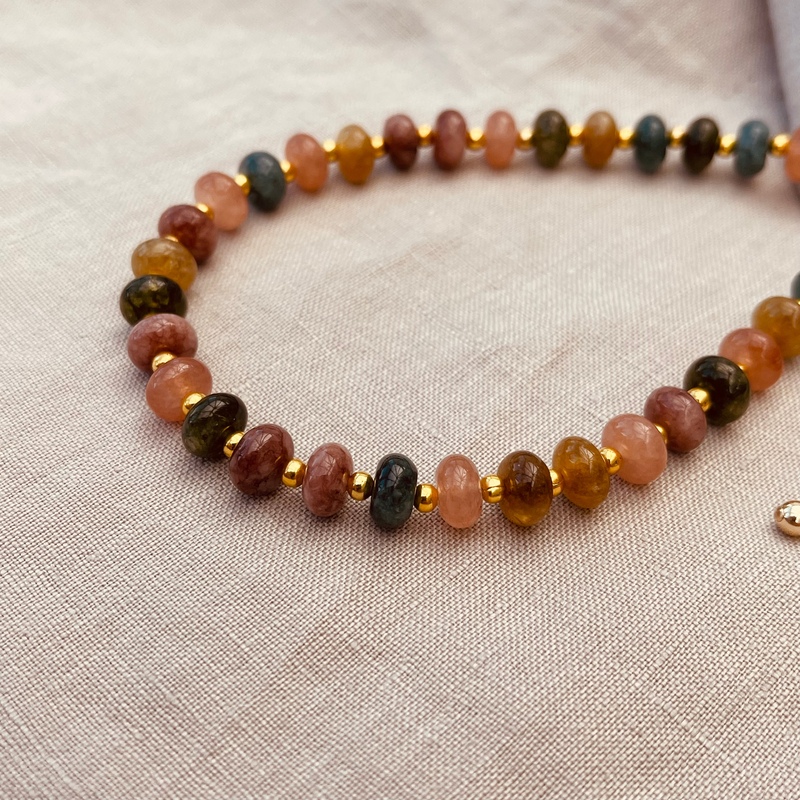 Indian Agate Beaded Necklace-evy designs