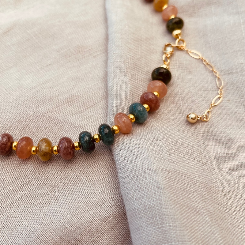 Indian Agate Beaded Necklace-evy designs