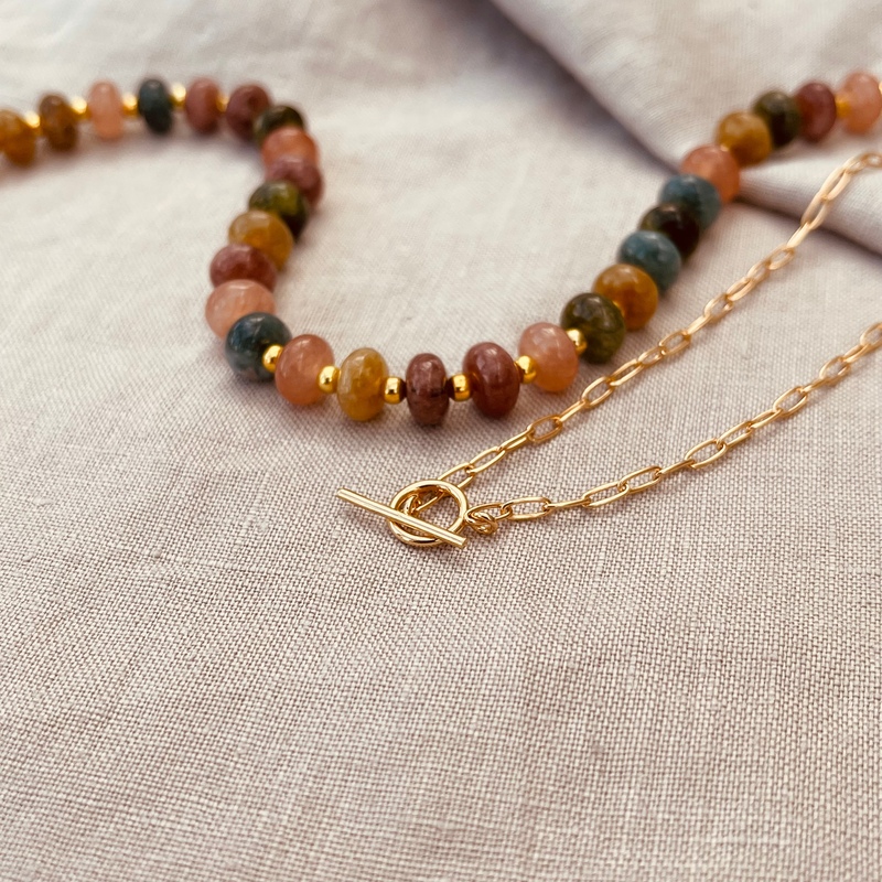 Indian Agate Beaded Necklace-evy designs