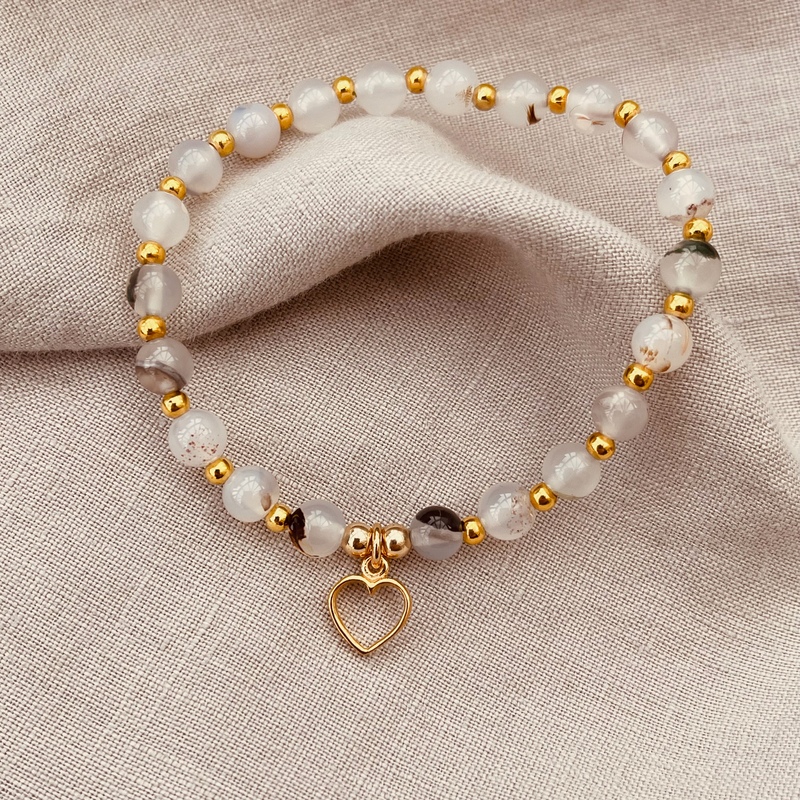 Bamboo Leaf Agate Gemstone Bracelet-evy designs