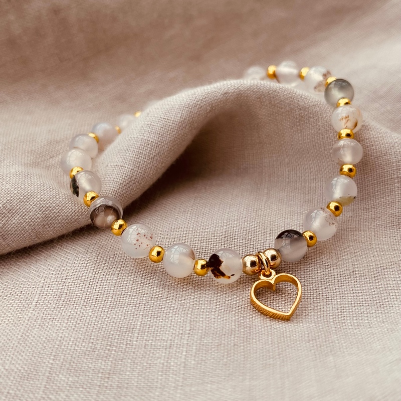 Bamboo Leaf Agate Gemstone Bracelet-evy designs
