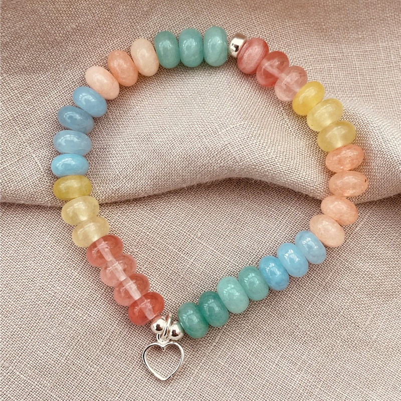 Strawberry Quartz And Jade Gemstone Bracelet-evy designs.