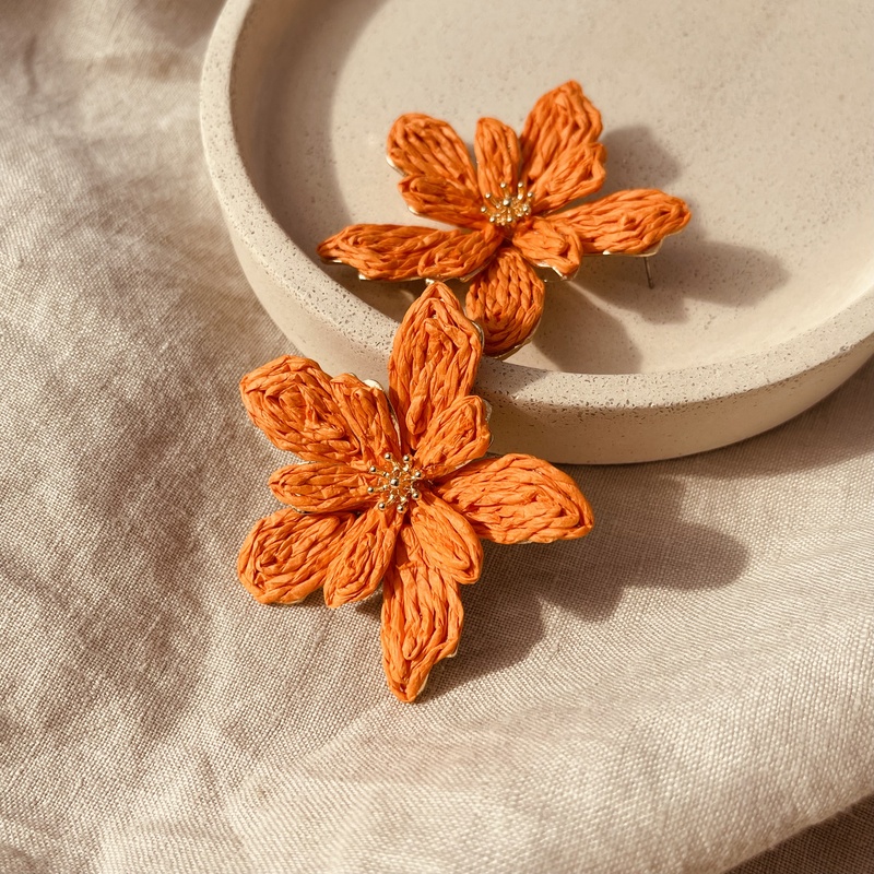Lantana Raffia Statement Earrings -evy designs