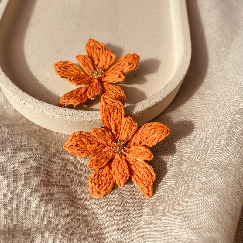Lantana Raffia Statement Earrings -evy designs