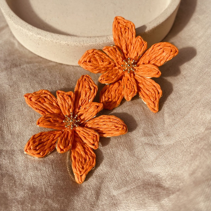 Lantana Raffia Statement Earrings -evy designs