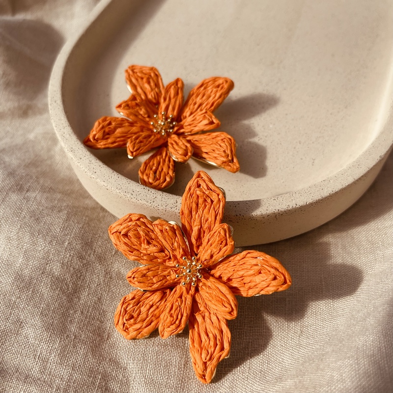 Lantana Raffia Statement Earrings -evy designs