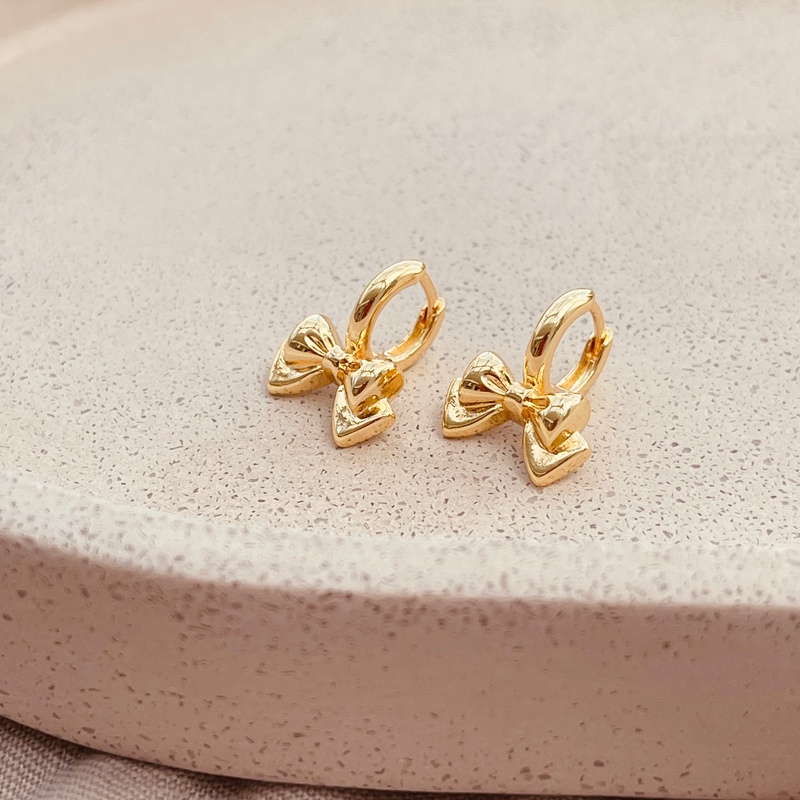 MIni Bow Huggie Hoops-evy designs